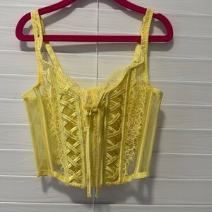 Yellow Lace-Up Corset Top Victoria secret
